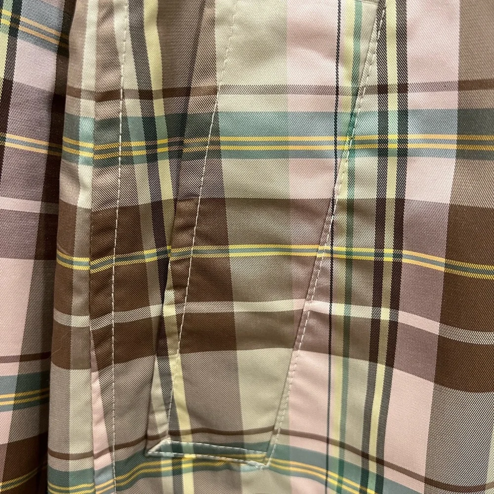 GAP Women's Trench Coat - Brown and Pink Plaid - Picture 5 of 16